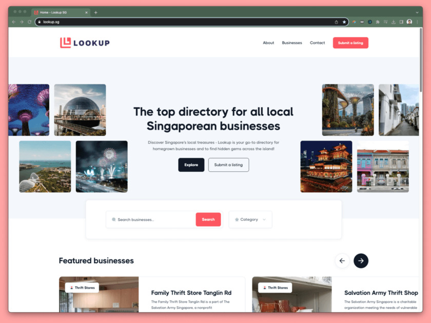 Lookup.sg Landing Page