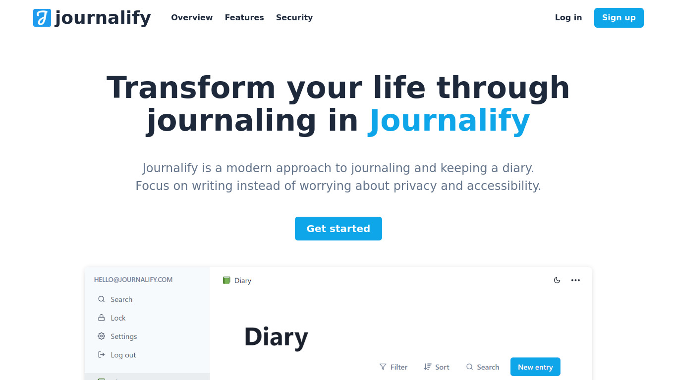 Journalify Landing page
