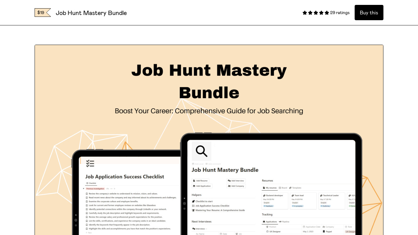 Job Hunt Mastery Bundle Landing page
