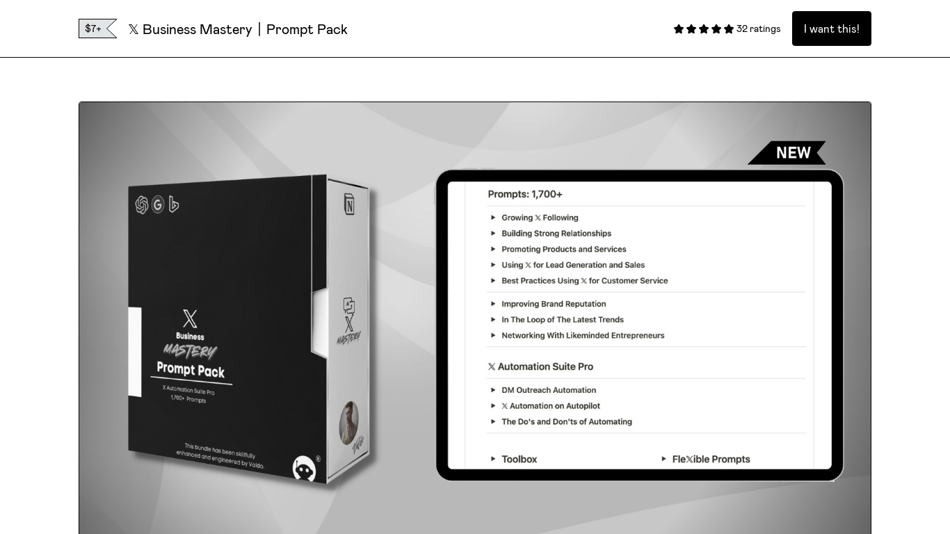 𝕏 Business Mastery︱Prompt Pack Landing page