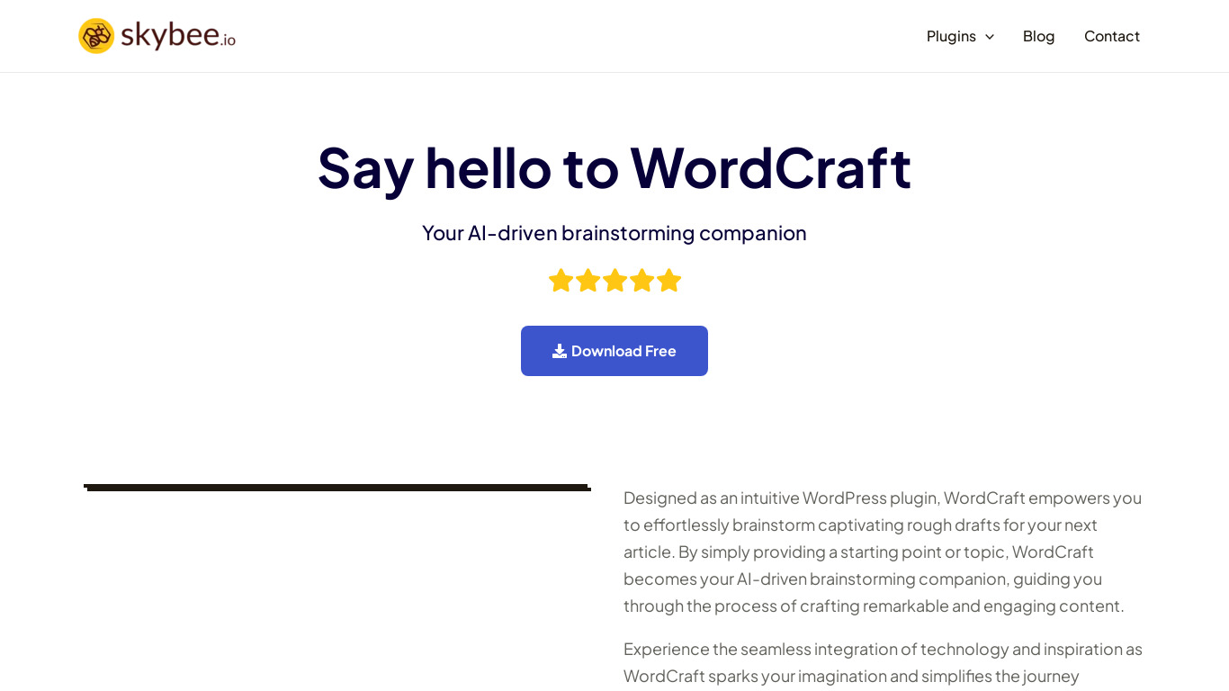 WordCraft Landing page