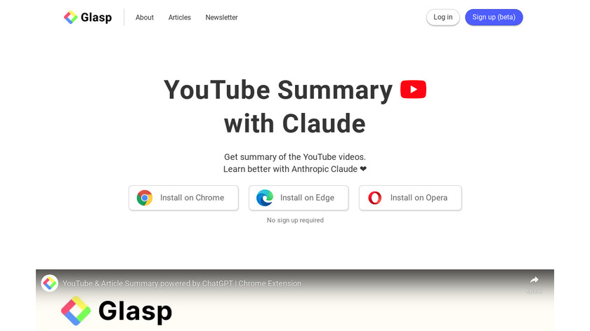 YouTube Summary with Claude Landing Page