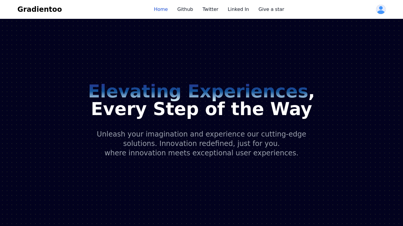 Gradientoo Landing page