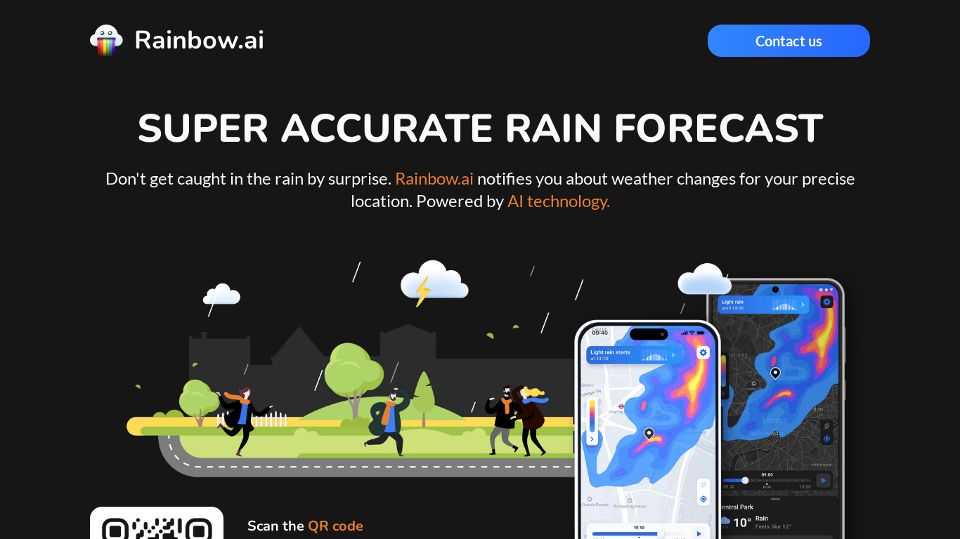 Weather forecast by Rainbow AI Landing page