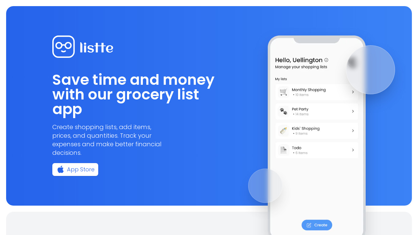 Listte Landing page