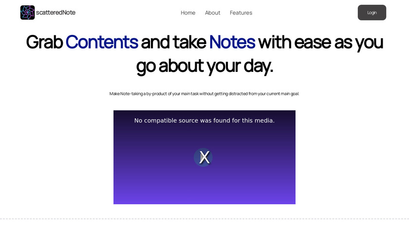 scatteredNote Landing Page
