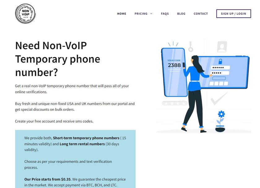 Non Voip App Landing Page