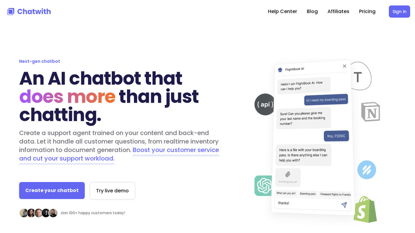 Chatwith Landing Page
