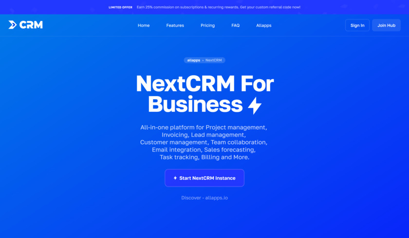 NextCRM by AllApps.Io Landing Page