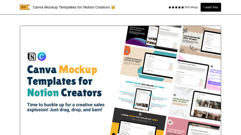 Canva Mockup Templates - Notion Creators Landing Page