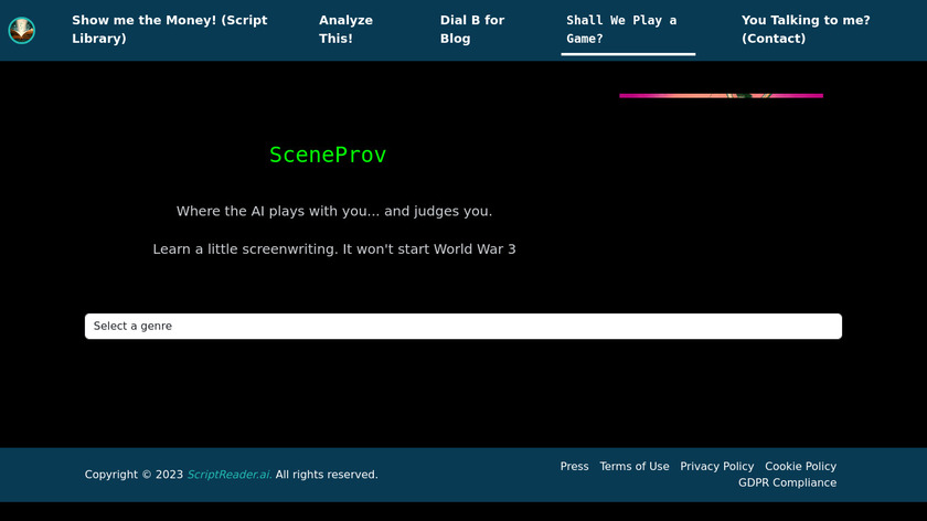 SceneProv Landing Page