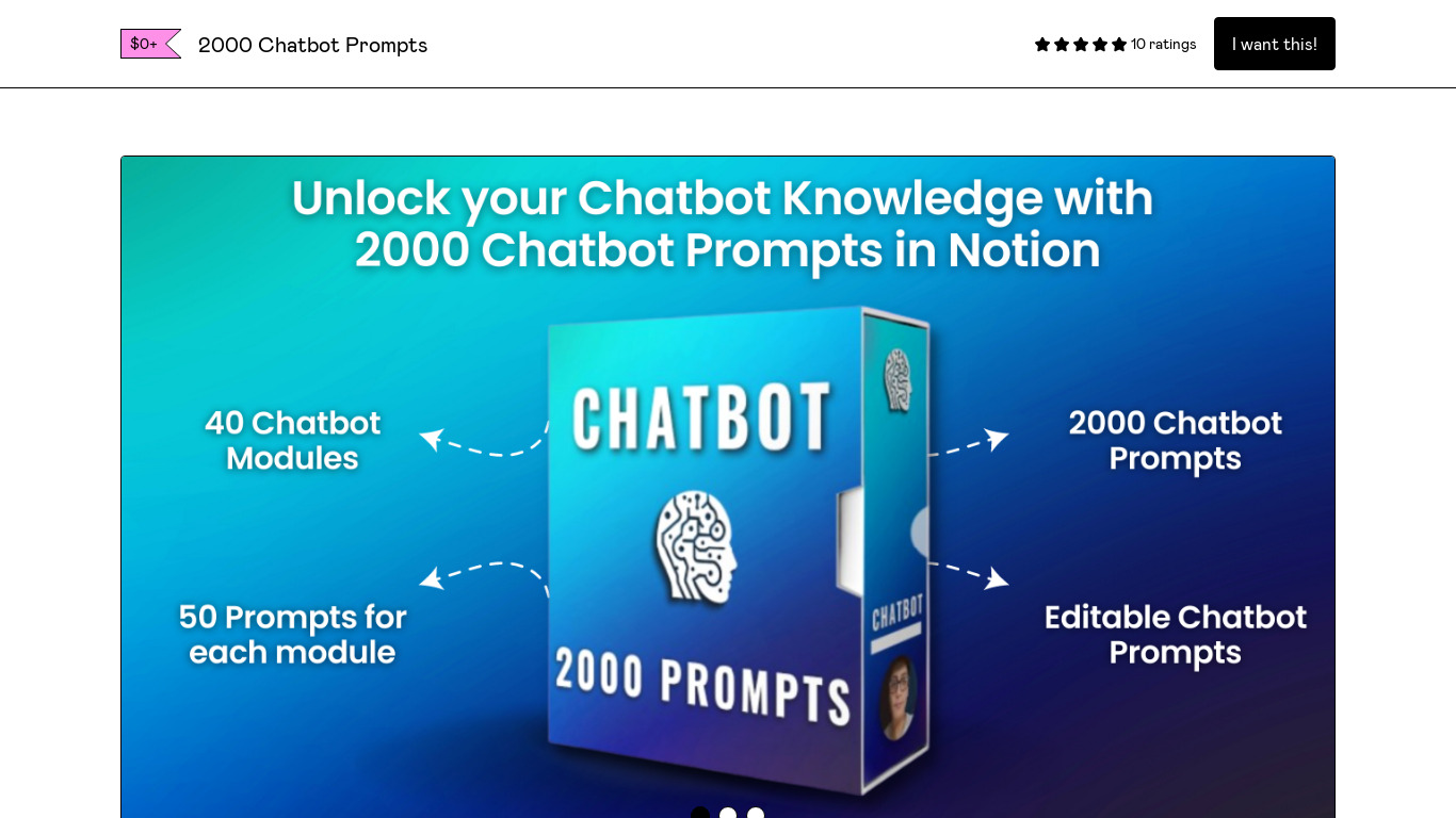 2000 Chatbot Prompts Landing page