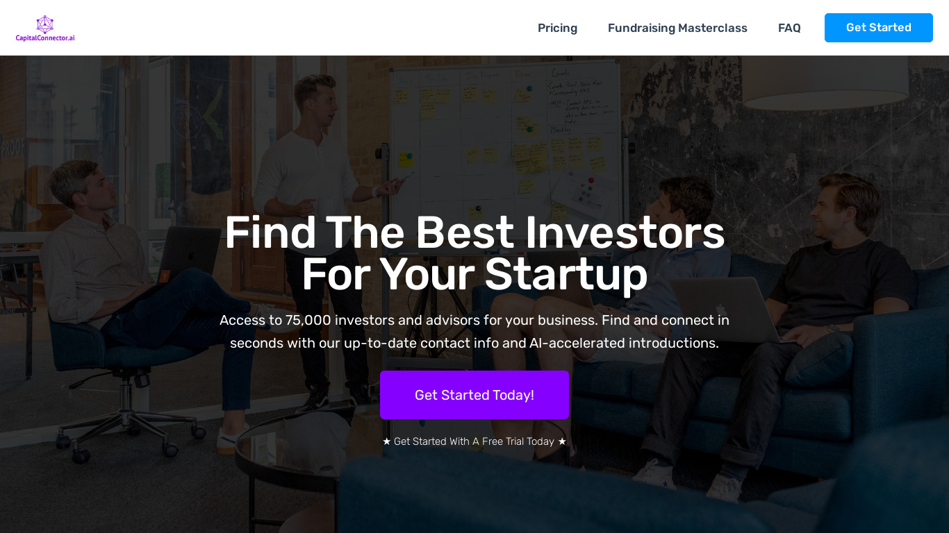 CapitalConnector Landing page