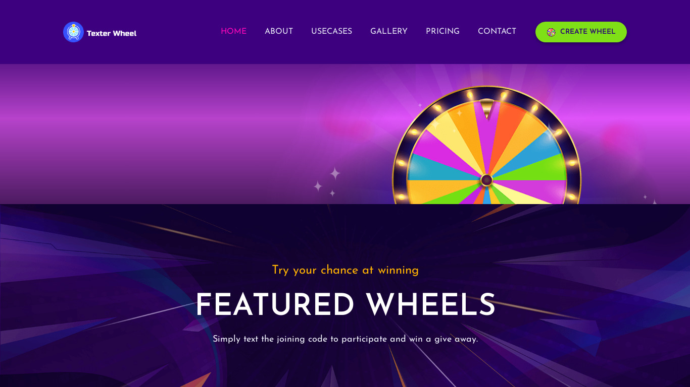 Texter Wheel Landing page