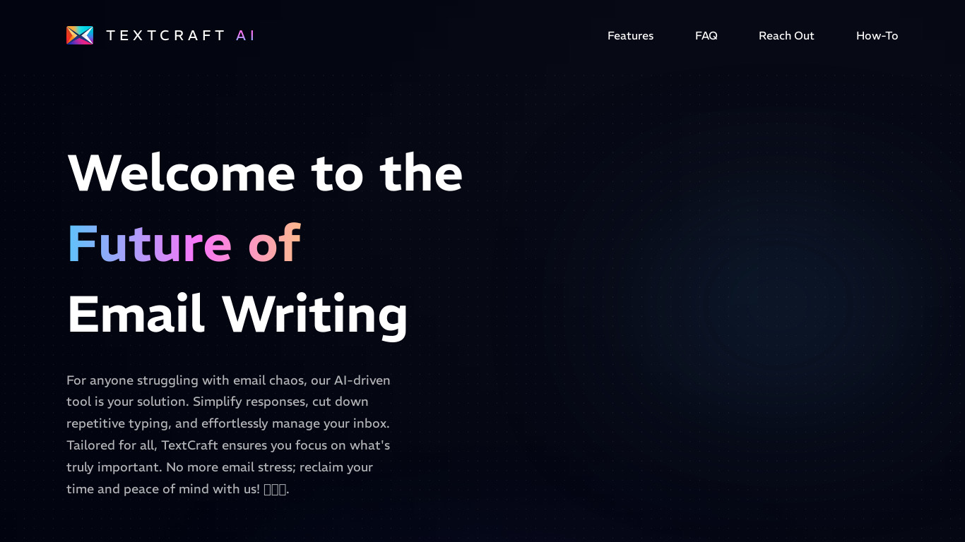 TextCraft AI Landing page