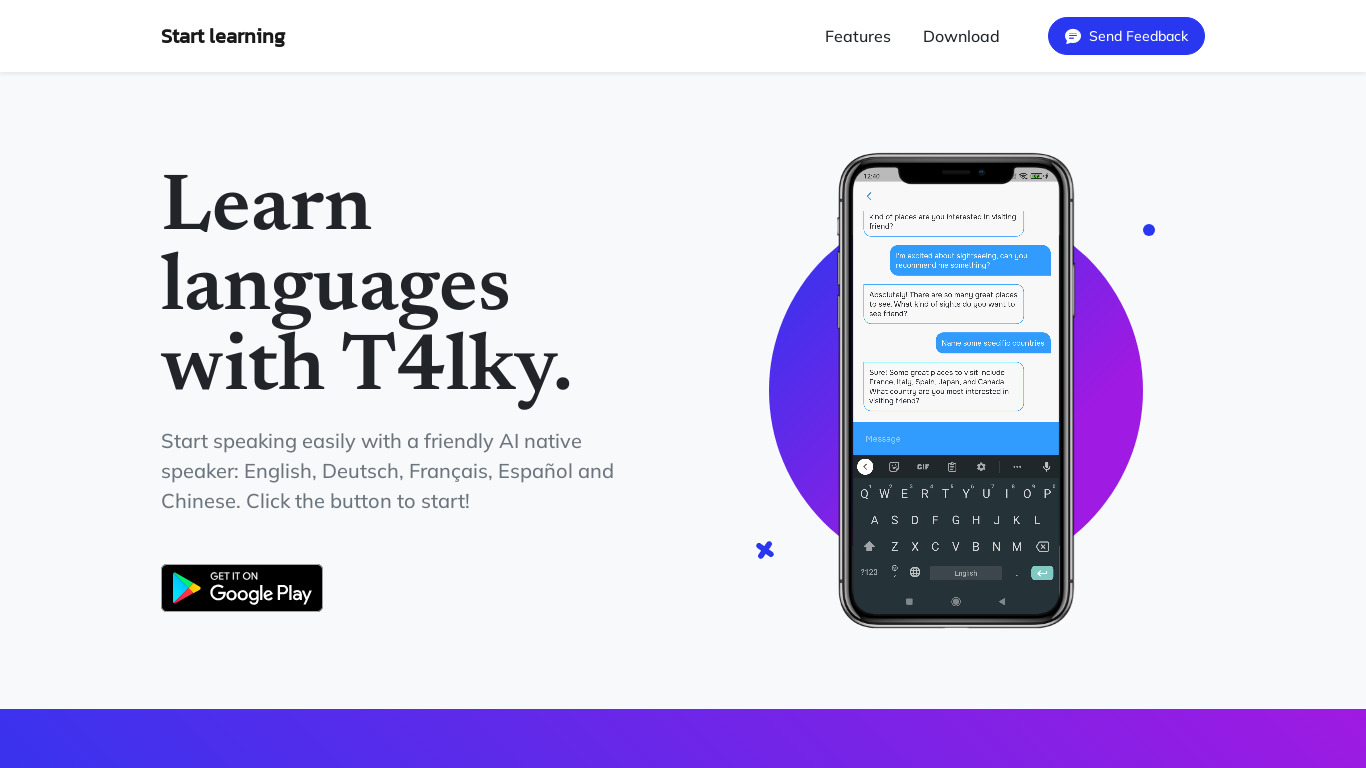 T4lky Landing page