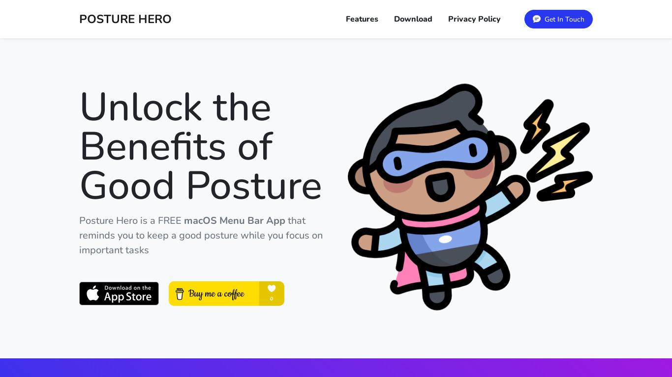 Posture Hero Landing page