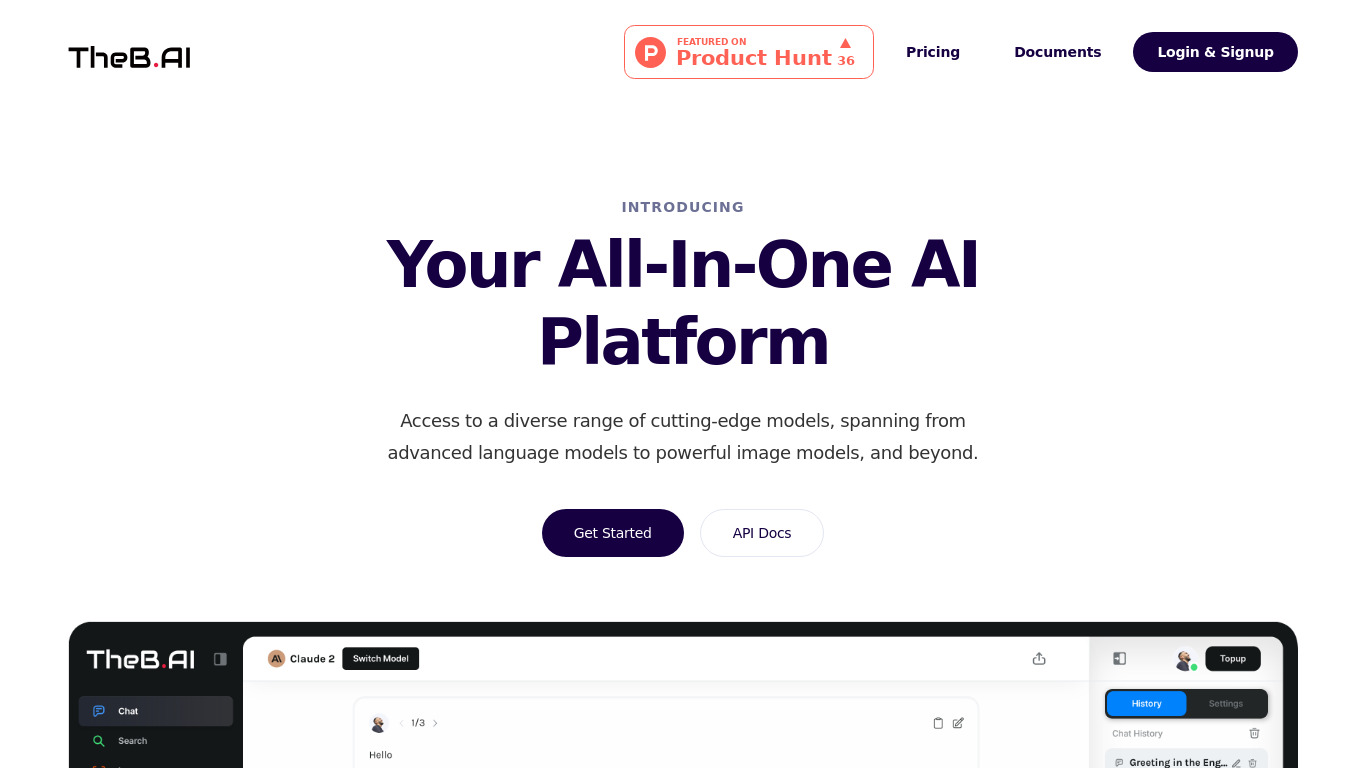 TheB.AI Landing page