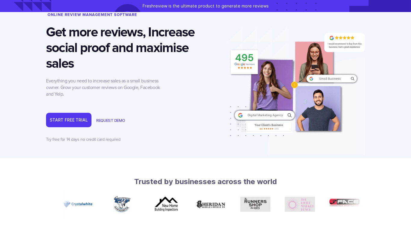 FreshReview.co Landing page