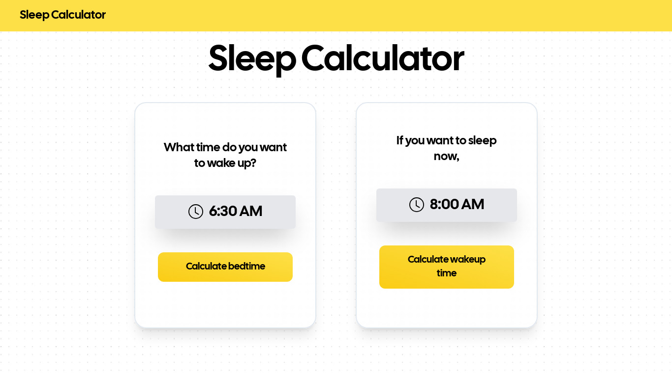 SleepCalculator.Info Landing page