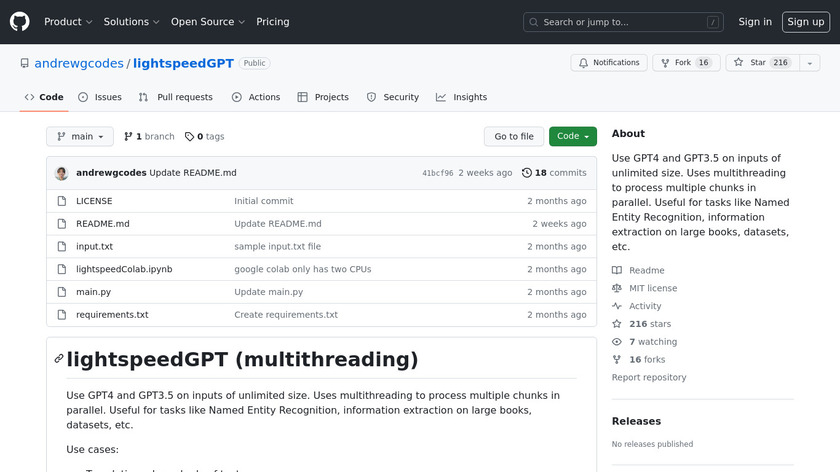 Lightspeed - GPT4 @133 tokens/s Landing Page