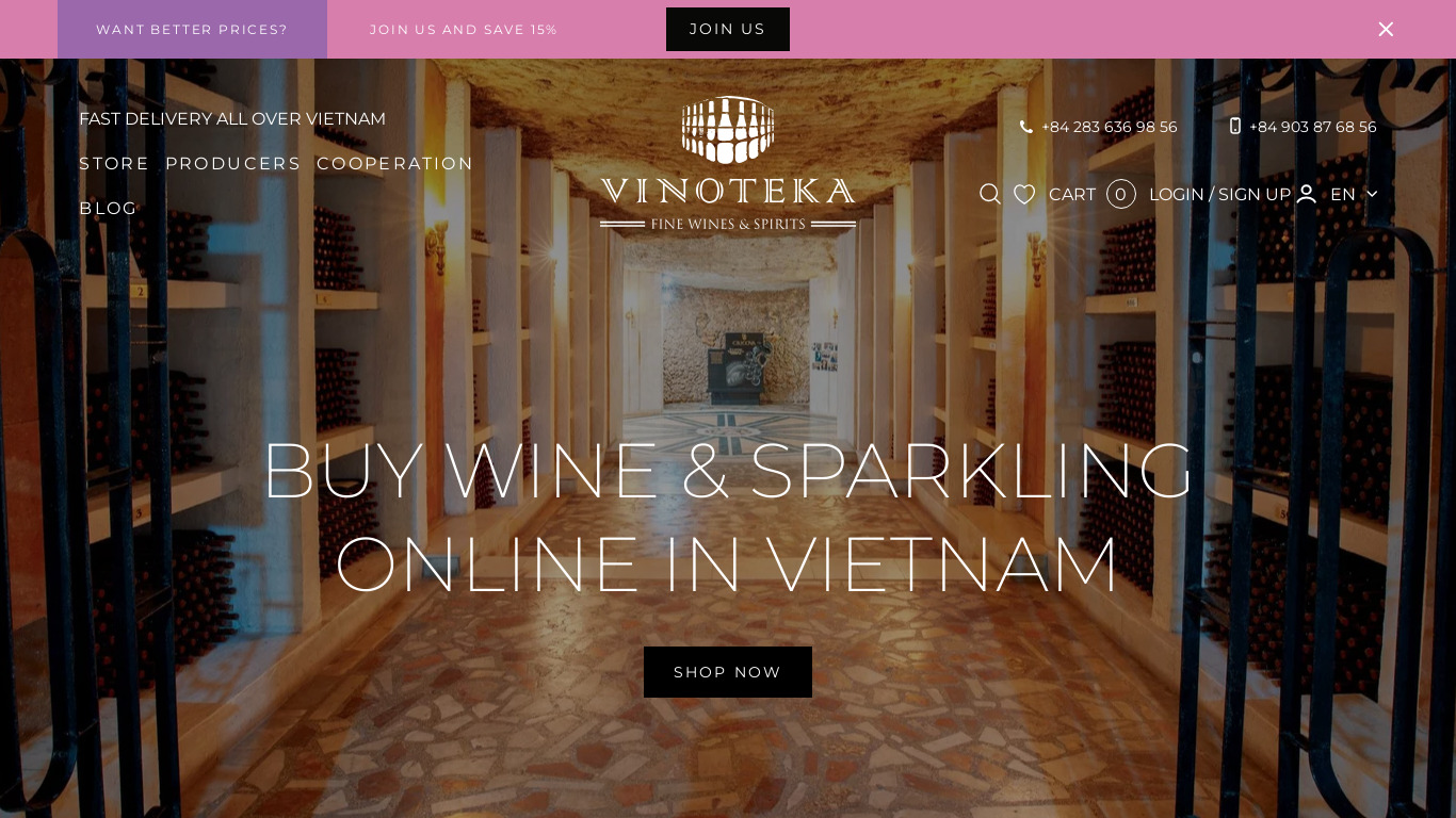Vinoteka Landing page