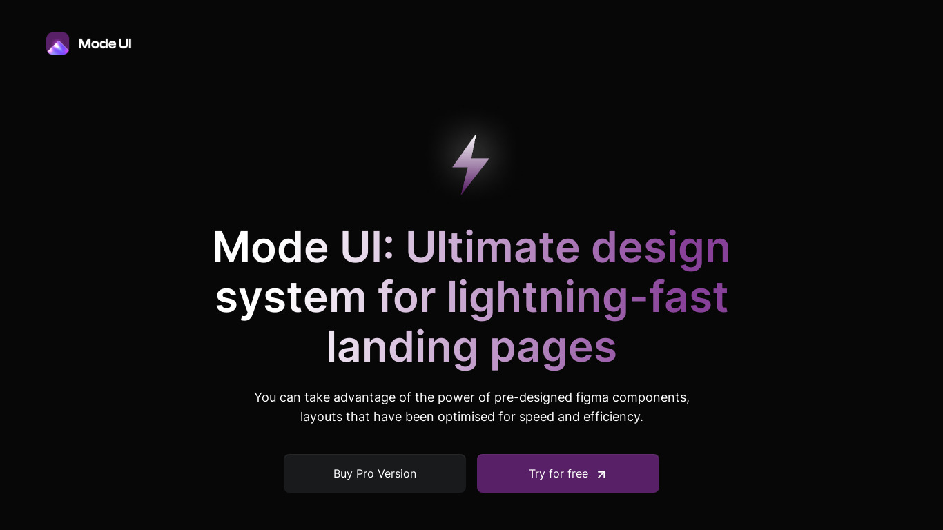 Mode UI Design System Landing page