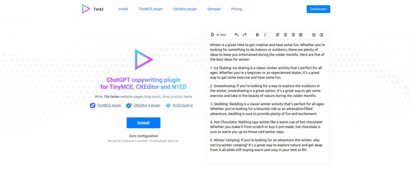 Txt42 Landing Page