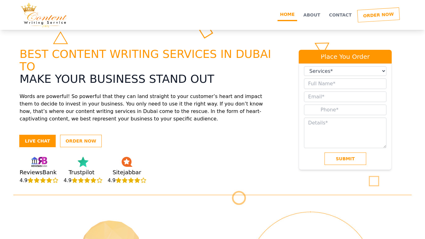 CcontentWritingService.ae Landing page
