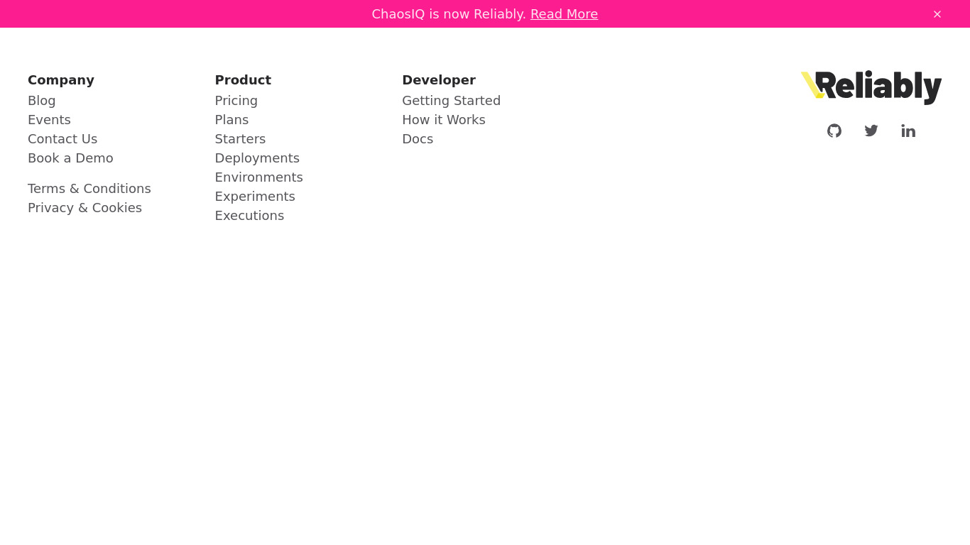 Reliably Landing page
