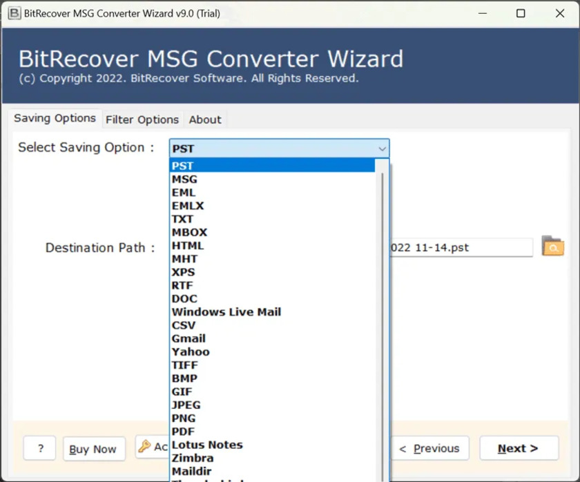 BitRecover MSG to PST Converter Landing Page