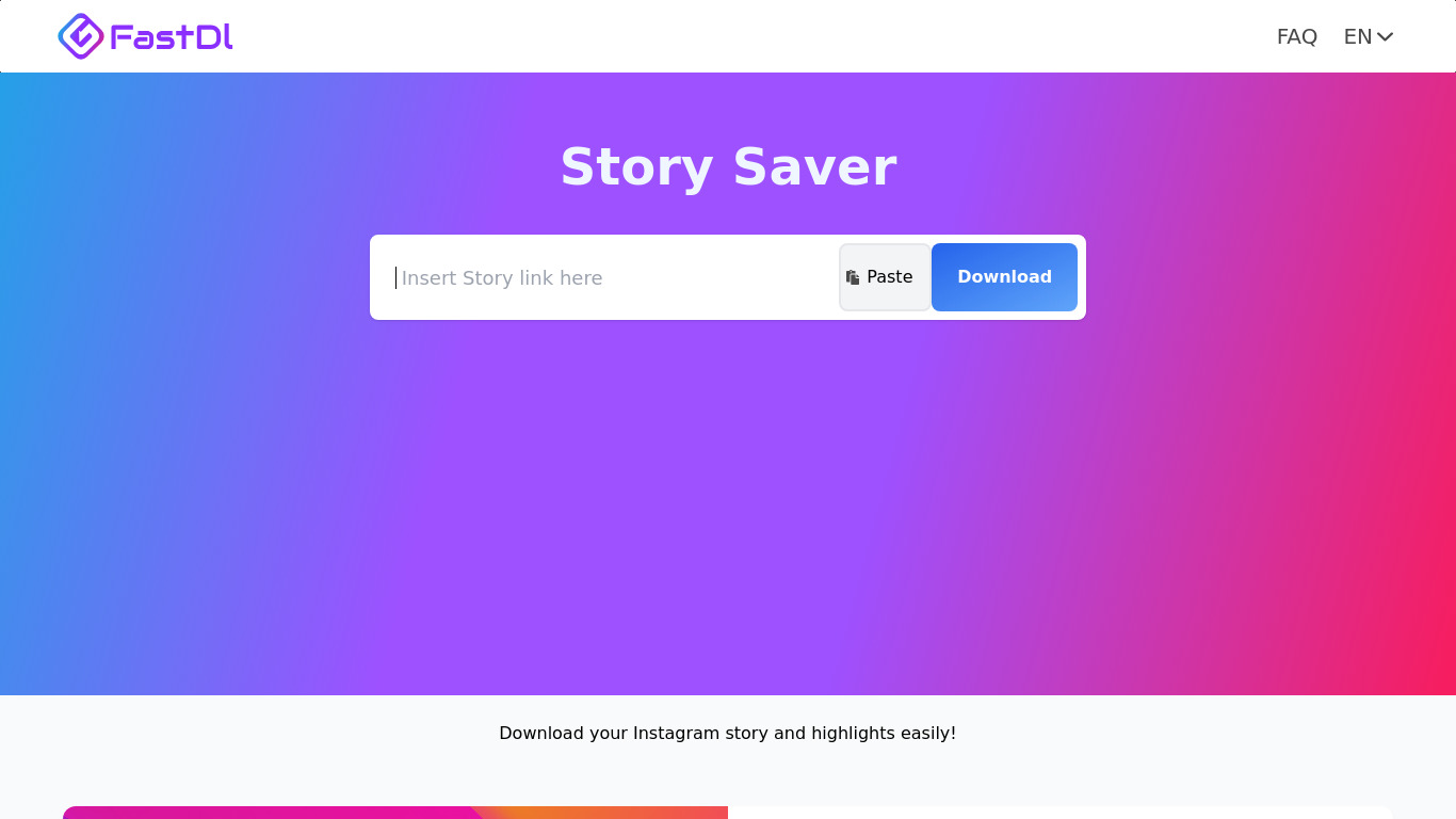 Story Saver ∞ Landing page