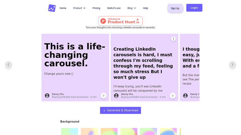 Linkedin Carousel Maker Landing Page