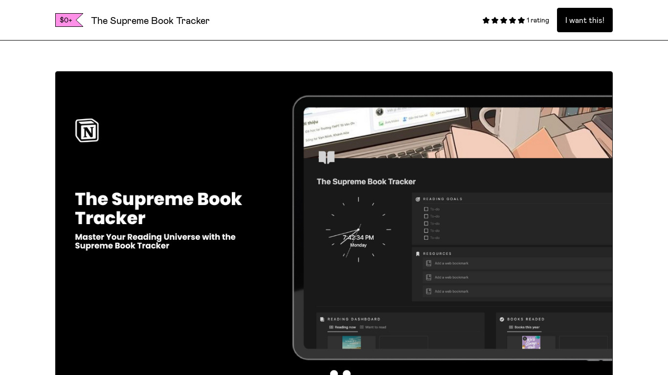 The Supreme Book Tracker Landing page