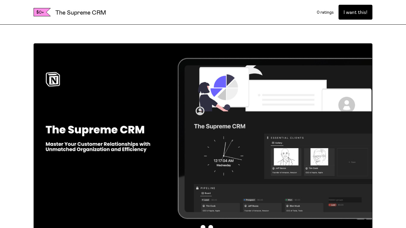 The Supreme CRM Landing page