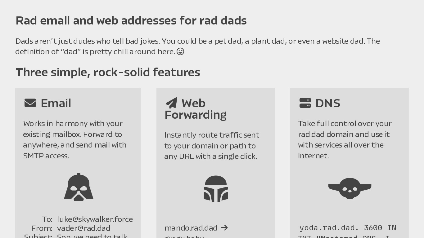 rad.dad Landing page