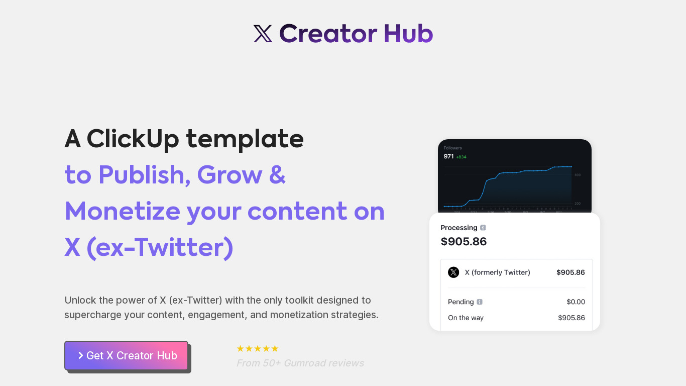 X Creator Hub Landing page