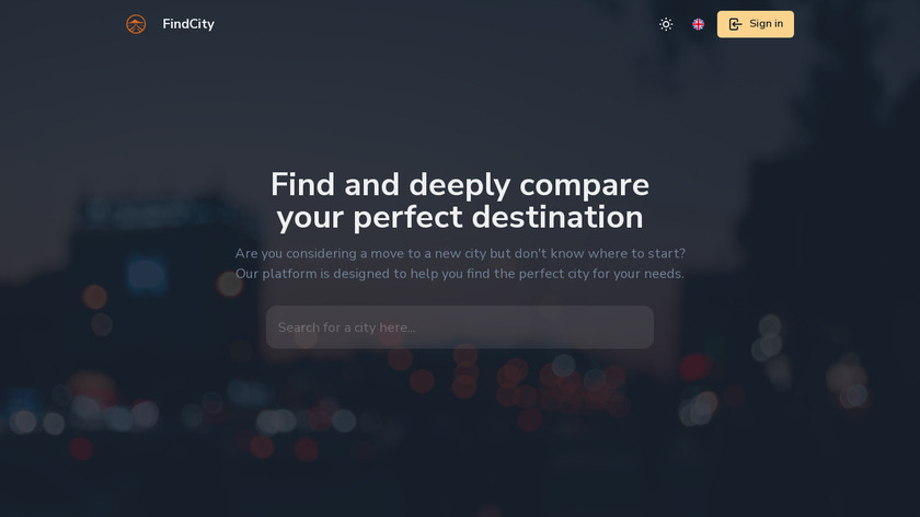 FindCity Landing Page