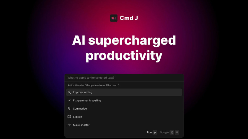 Cmd J – ChatGPT for Chrome Landing Page