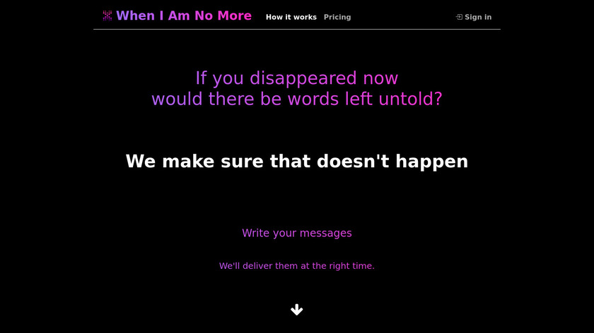 When I Am No More Landing Page