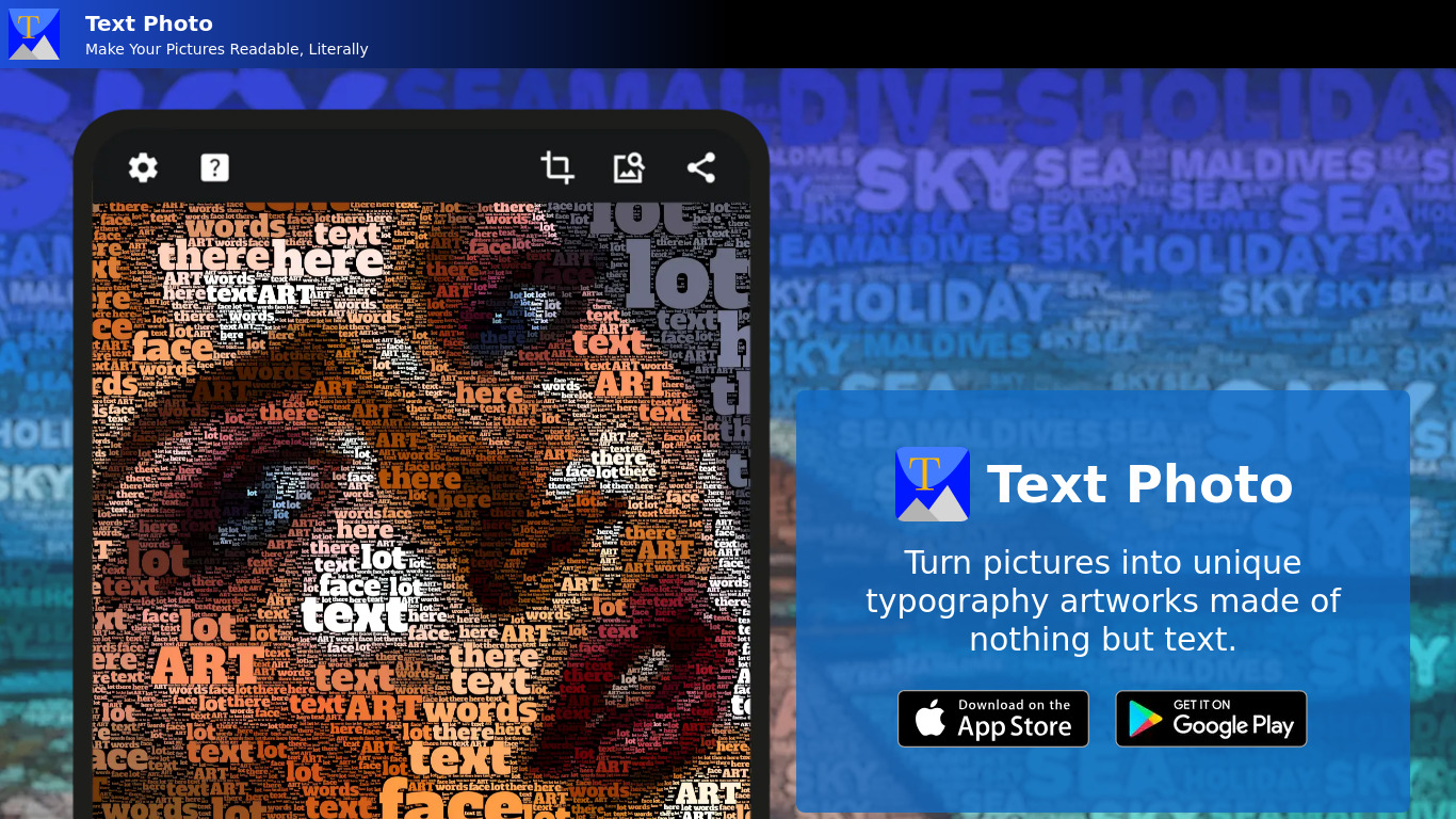 TextPhoto Landing page