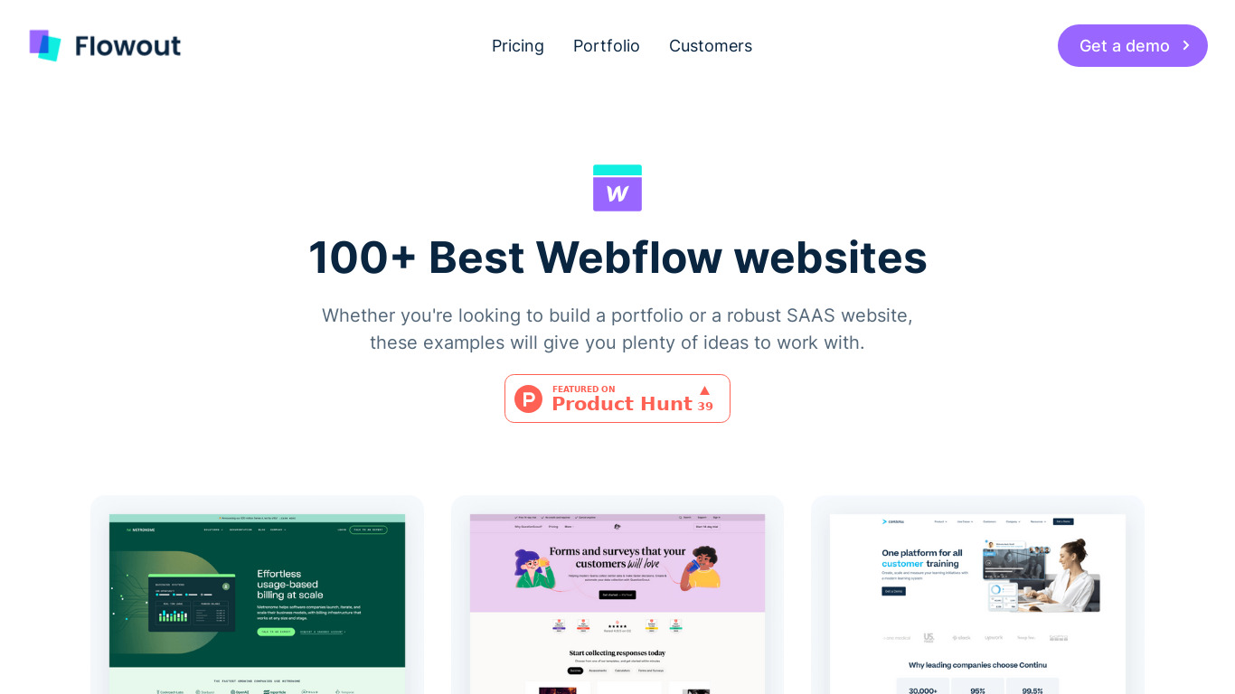 100+ best Webflow websites Landing page