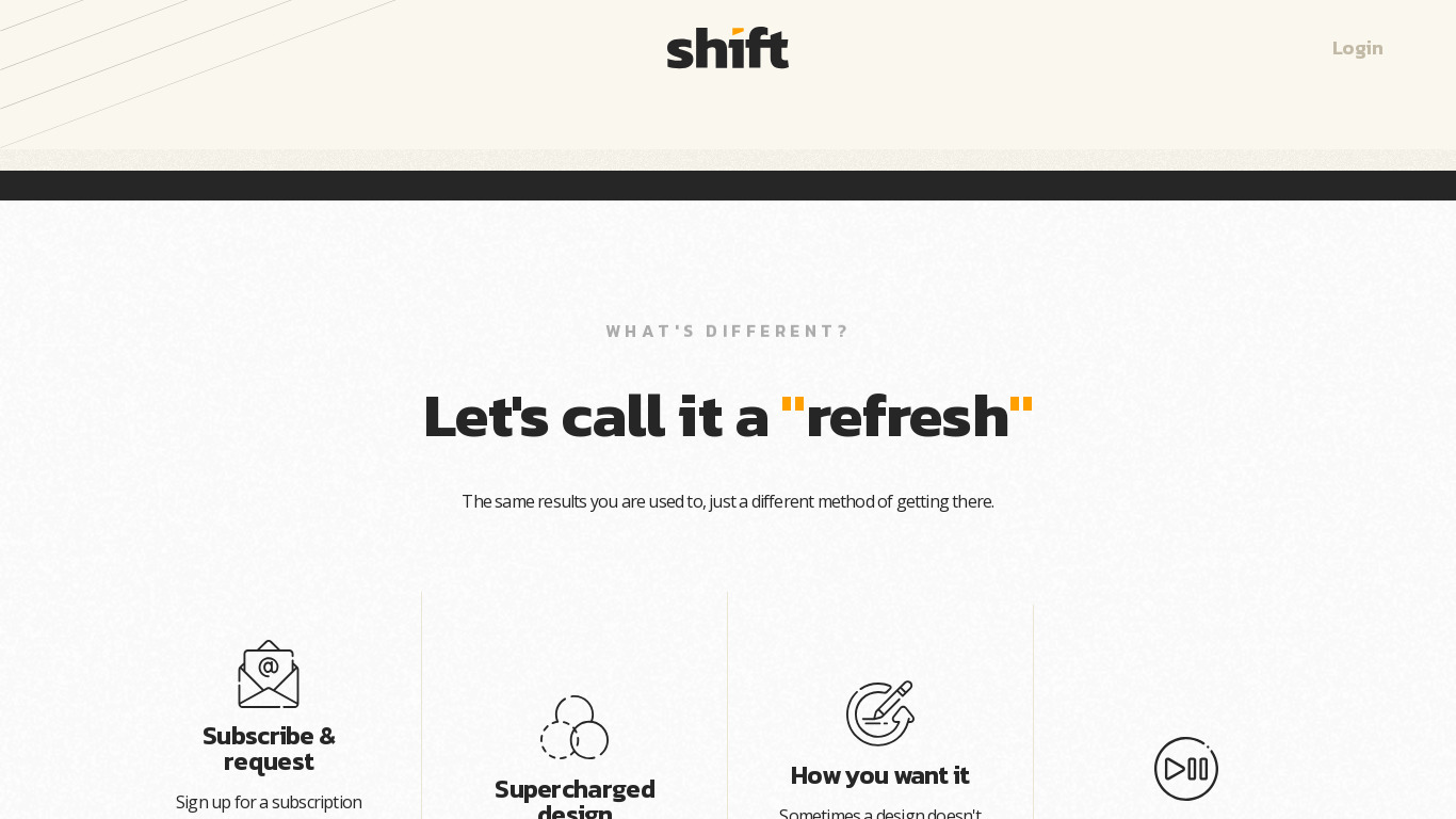 Shift Design Landing page