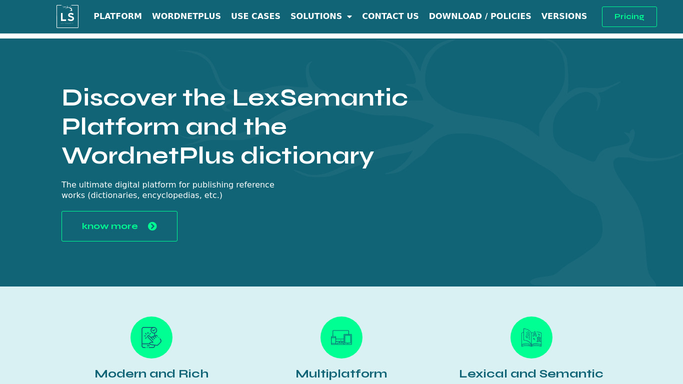 LexSemantic Landing page