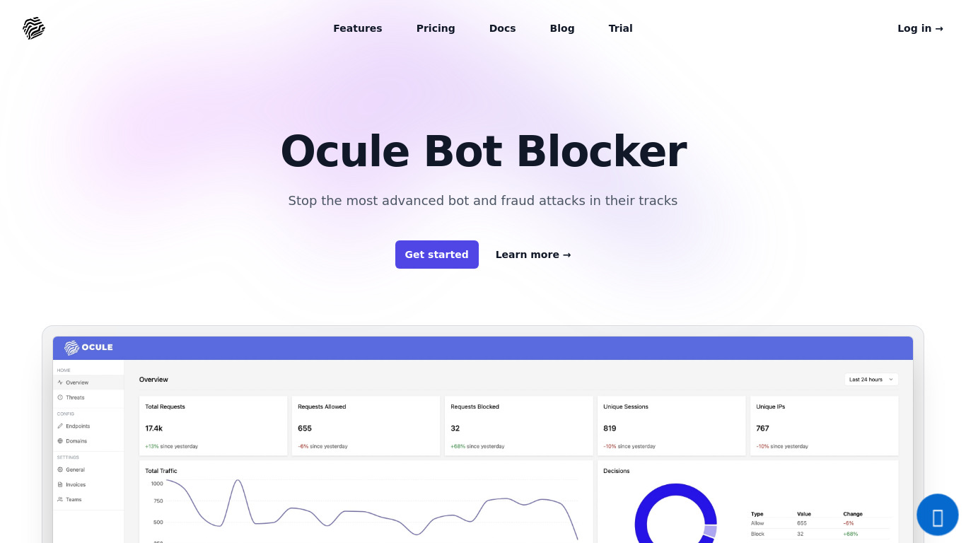 Bot Blocker Landing page
