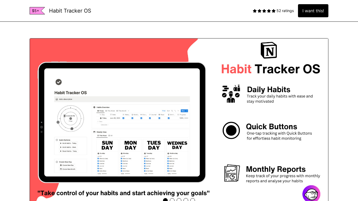Habit Tracker OS Landing page