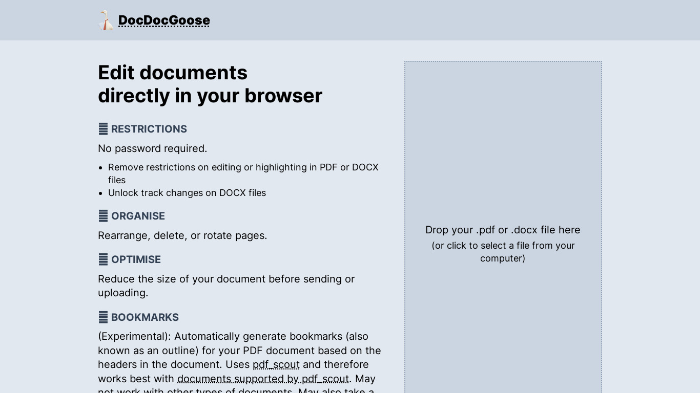 DocDocGoose Landing page