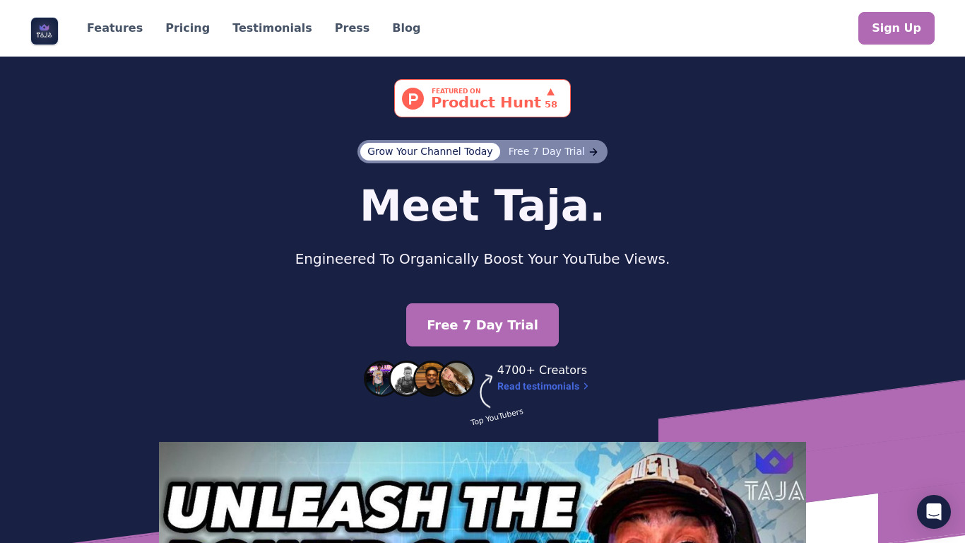 Taja AI Landing page