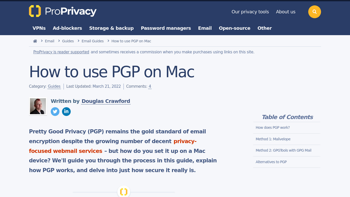 Email + PGP Landing page