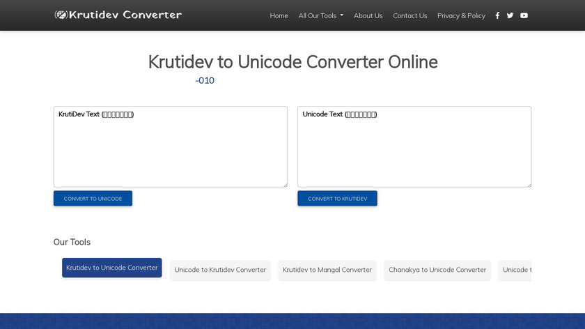 Krutidev Converter Landing Page